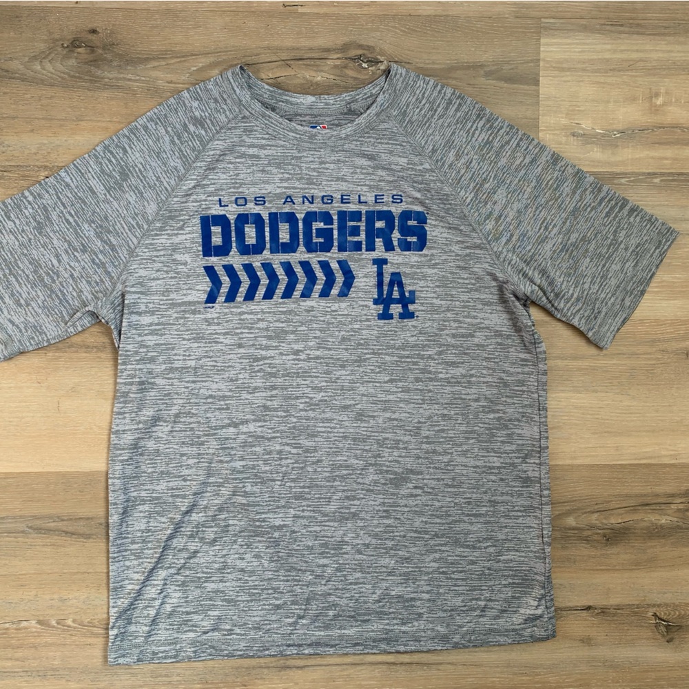 RARE MLB Genuine Merchandise Los Angeles Dodgers Large Tee Gray Dry Fit T-Shirt